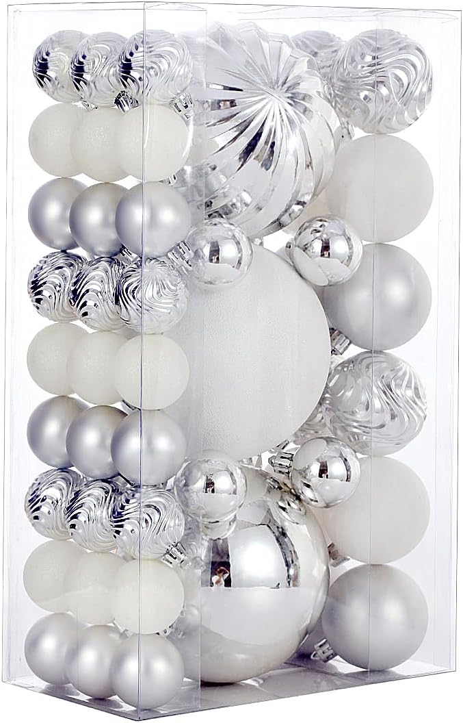 Christmas Ball Ornaments for Xmas Decorations,50 pcs Christmas Extra Large Tree Shatterproof Ornaments-Champagne (Combo of 5 Style in 3 Sizes)