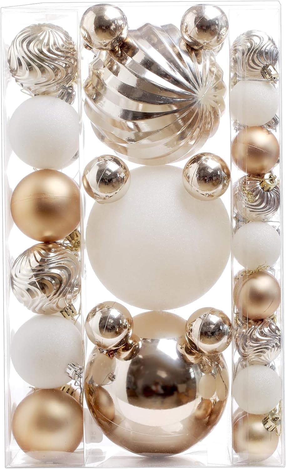 Christmas Ball Ornaments for Xmas Decorations,50 pcs Christmas Extra Large Tree Shatterproof Ornaments-Champagne (Combo of 5 Style in 3 Sizes)